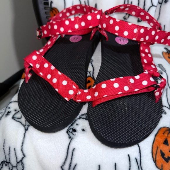 Disney Minnie Mouse Polka Dot Red and Black Sandals, Size 11 - Picture 5 of 6